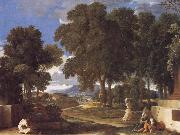 Nicolas Poussin Landscape with a Man Washing His Feet at a Fountain oil on canvas